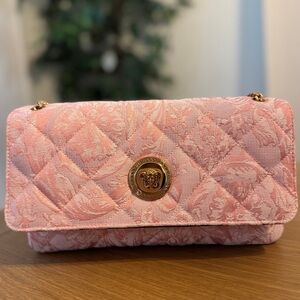 Versace Pink Jaquard Quilted Shoulder Bag